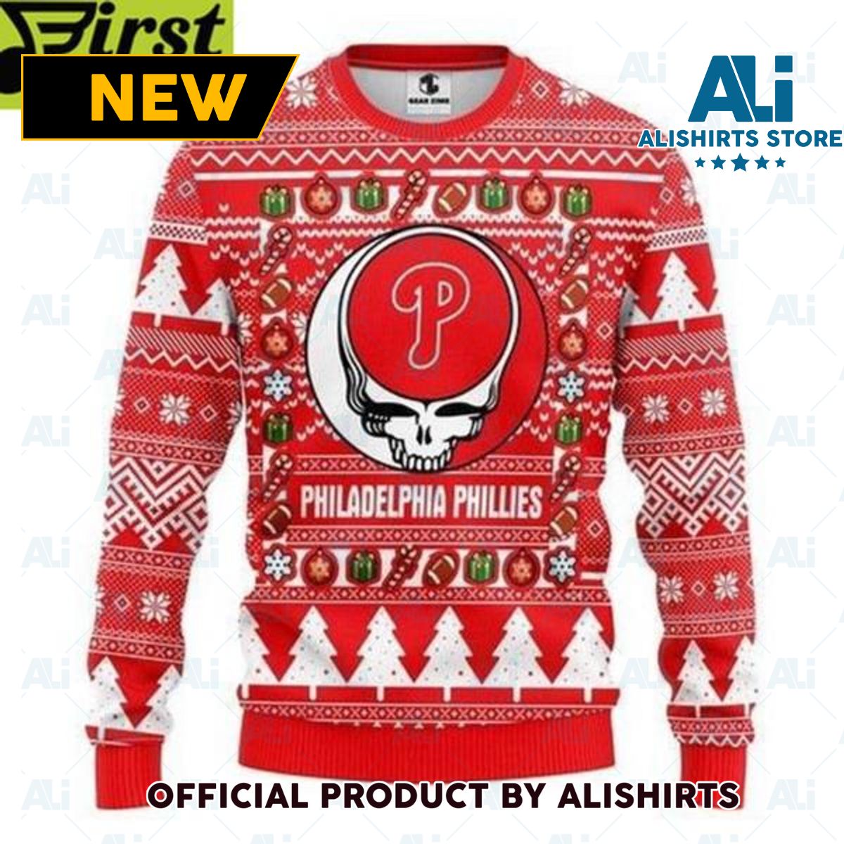 Philadelphia Phillies Grateful Dead Ugly Christmas Sweater