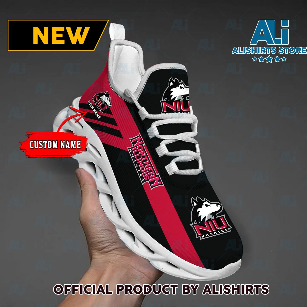 NCAA 1 Northern Illinois Huskies Custom Name Max Soul Shoes