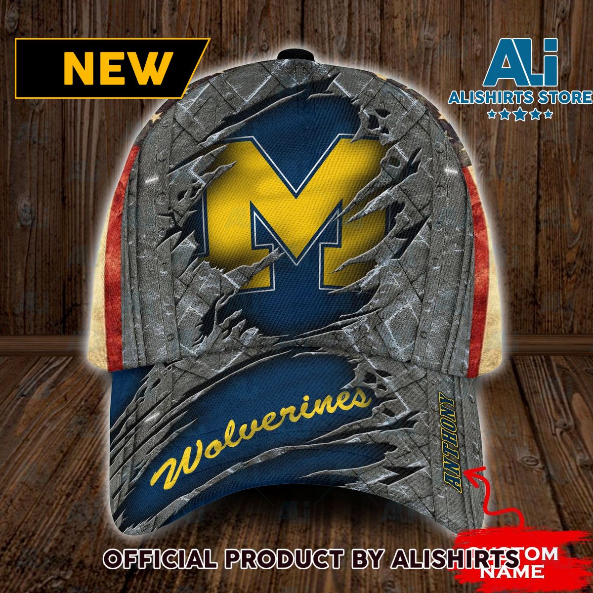 Personalized Michigan Wolverines USA Flag Classic Cap