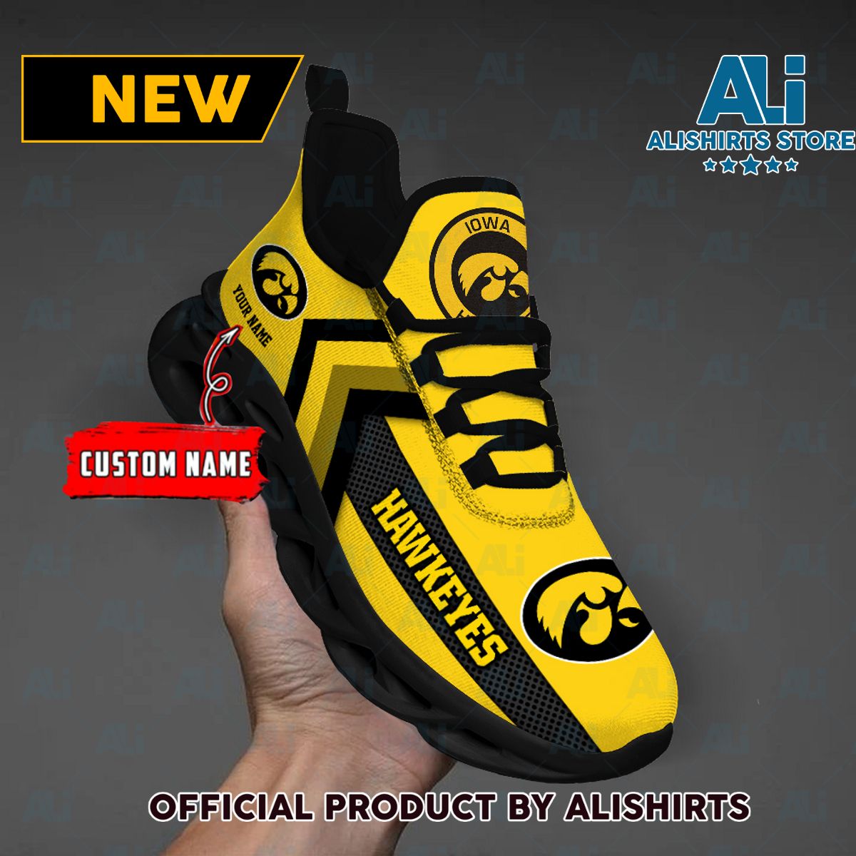 NCAA Iowa Hawkeyes Team Logo Custom Name Max Soul Shoes