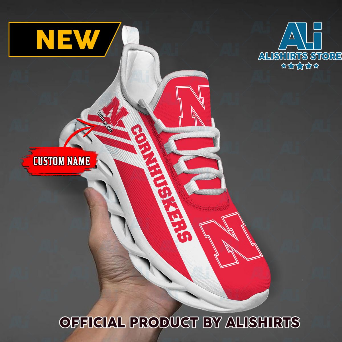 NCAA 1 Nebraska Cornhuskers Custom Name Max Soul Shoes