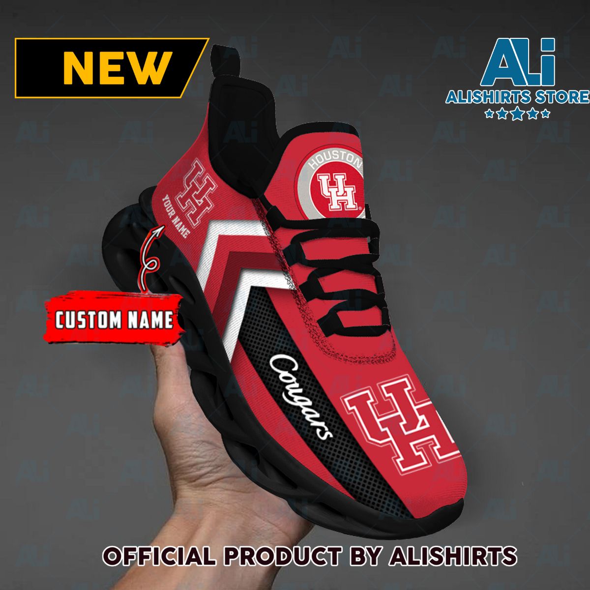 NCAA Houston Cougars Team Logo Custom Name Max Soul Shoes