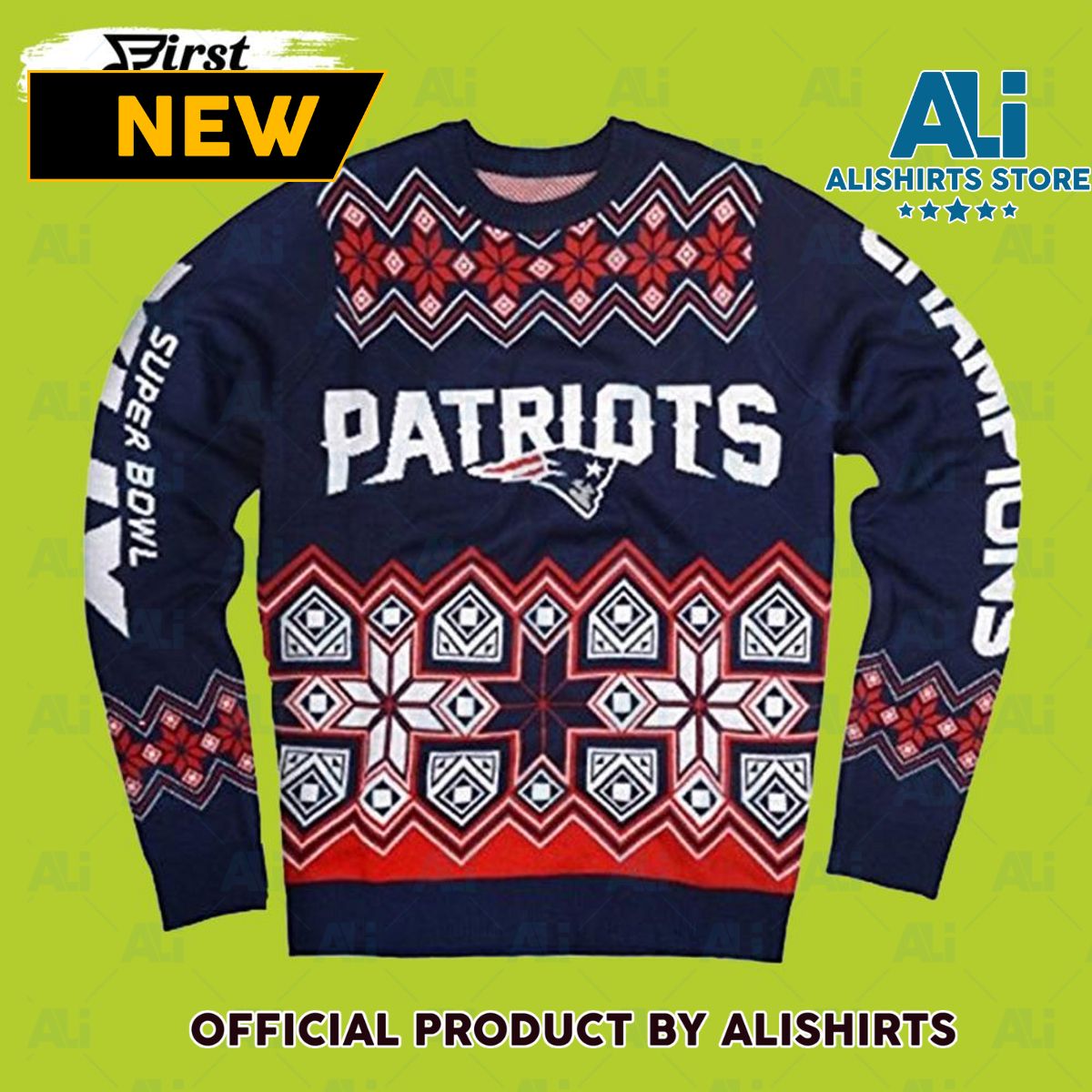 Blue Patriots New England Patriots Ugly Christmas Sweater