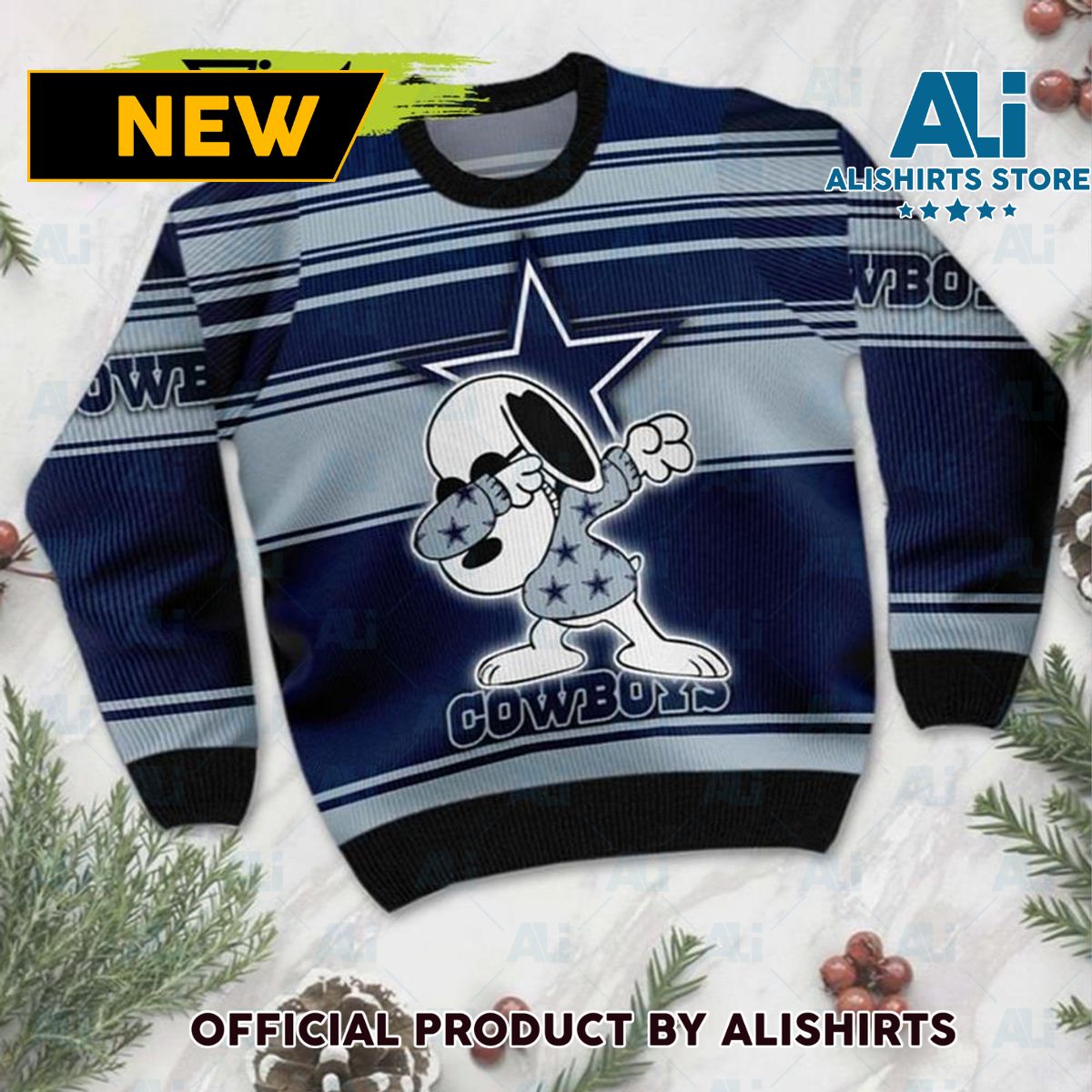 Dallas Cowboys Snoopy Dabbing 3d Ugly Christmas Dallas Cowboys Ugly Christmas Sweater