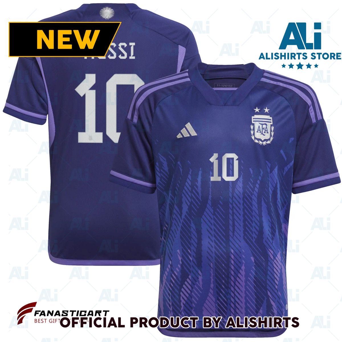 Lionel Messi Argentina World Cup Champion Away Football Jersey Kit