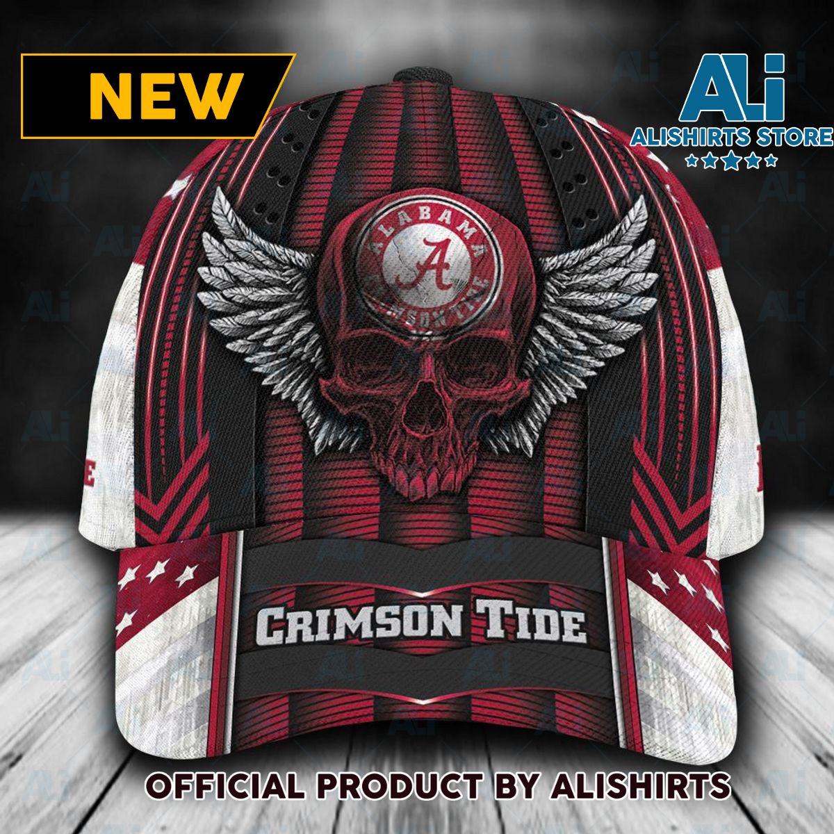 Personalized Alabama Crimson Tide Skull Wings Classic Cap