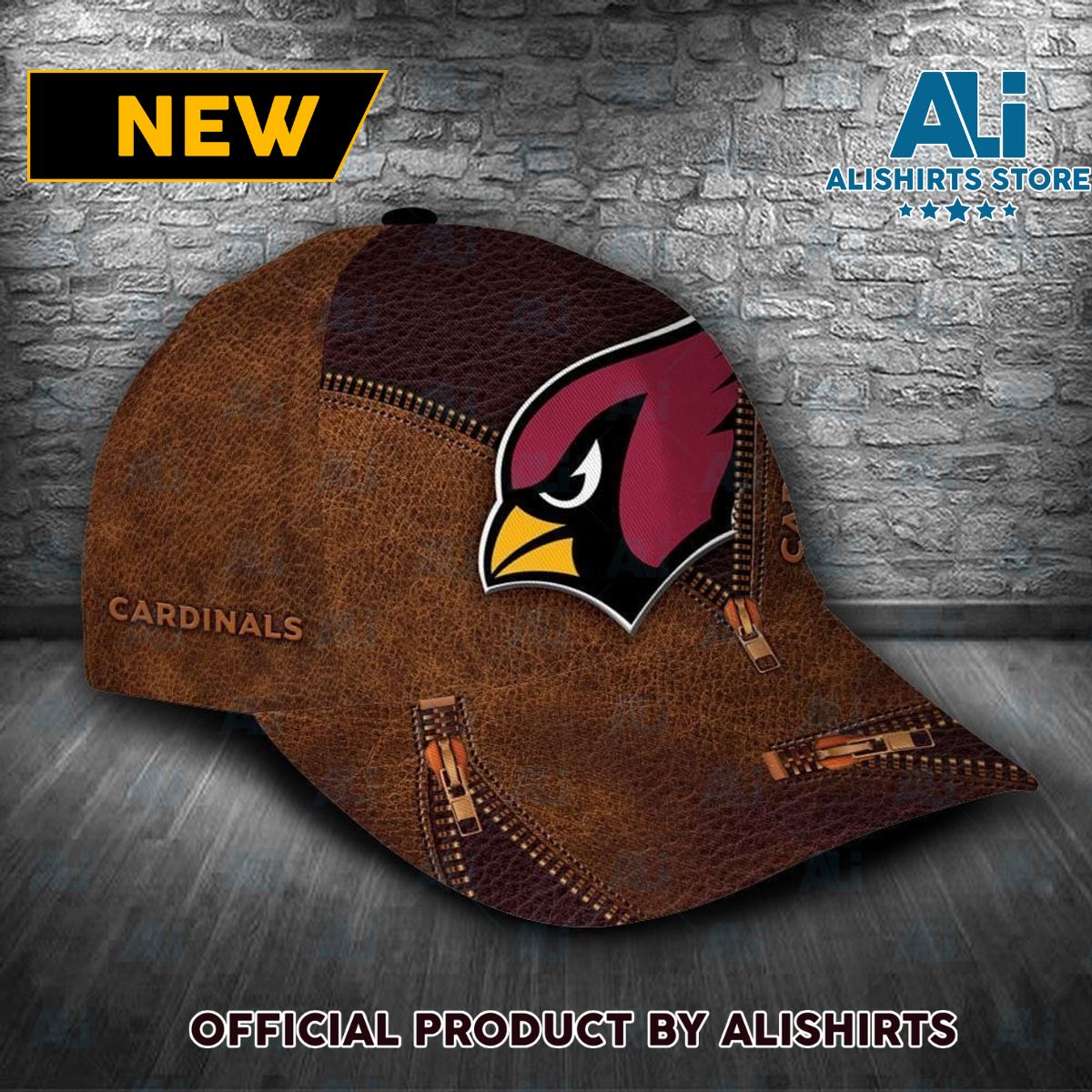 Personalized Arizona Cardinals Zipper All Over Print 3D Classic Cap  Brown