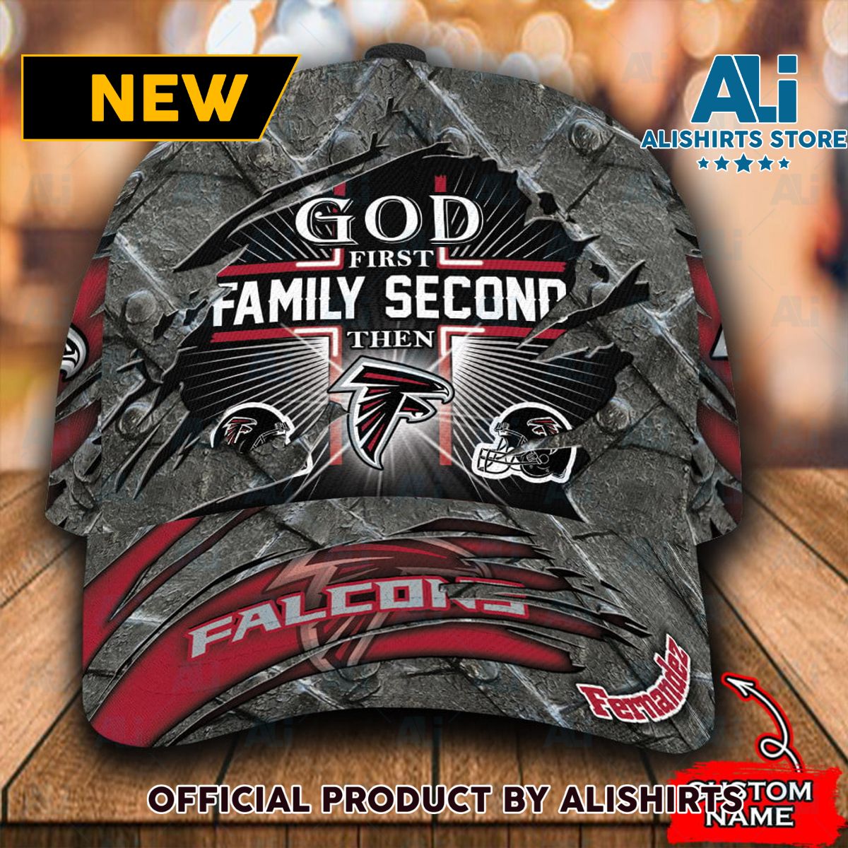 Personalized Atlanta Falcons God First Family Second All Over Print 3D Classic Cap