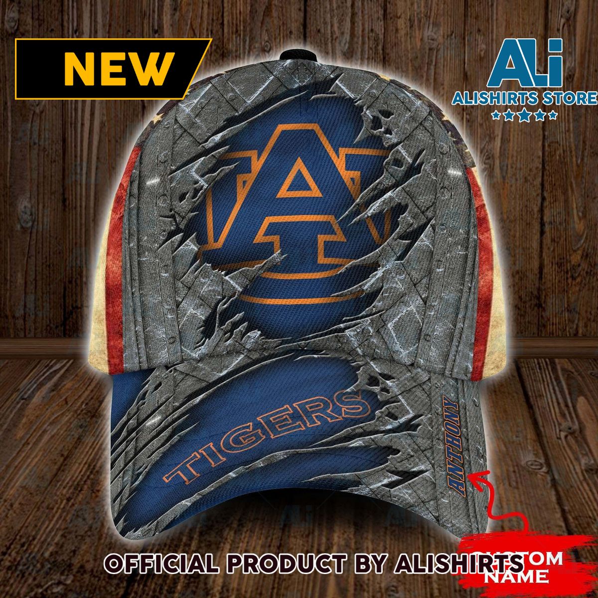 Personalized Auburn Tigers USA Flag All Over Print 3D Classic Cap