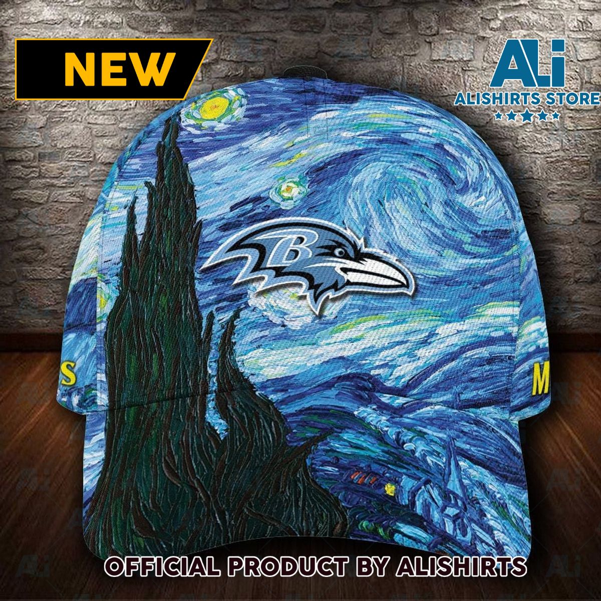 Personalized Baltimore Ravens Van Gogh All Over Print 3D Classic Cap