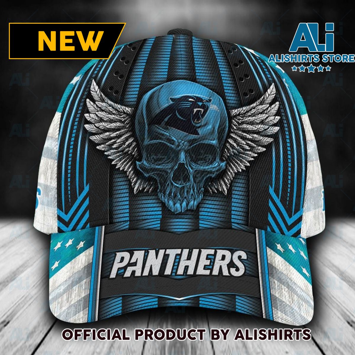 Personalized Carolina Panthers Skull Wings All Over Print 3D Classic Cap