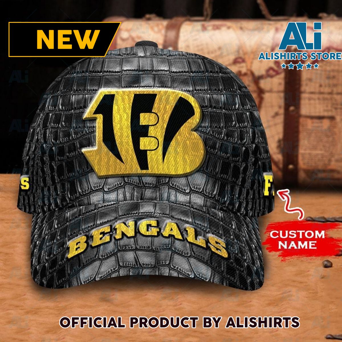 Personalized Cincinnati Bengals Crocodile Skin Pattern All Over Print 3D Classic Cap