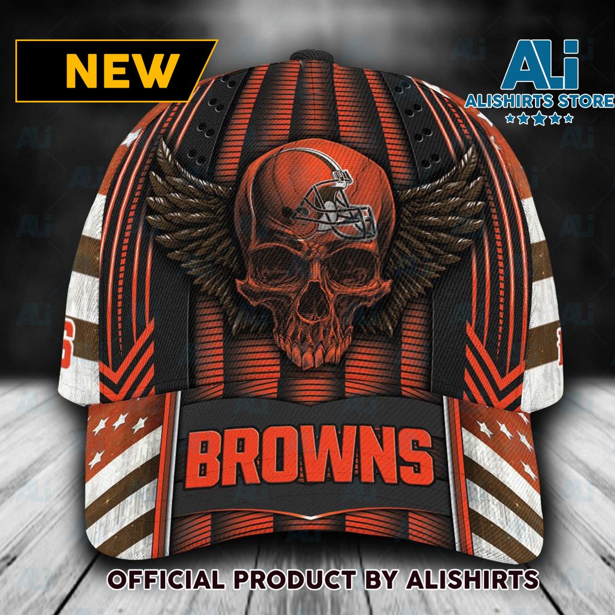 Personalized Cleveland Browns Skull Wings Classic Cap