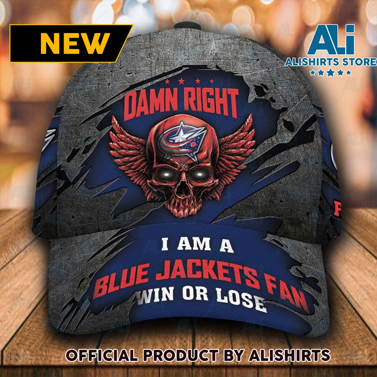 Personalized Columbus Blue Jackets Skull Damn Right All Over Print 3D Classic Cap