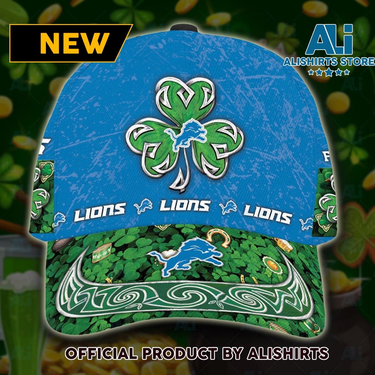 Personalized Detroit Lions St Patrick Day Classic Cap