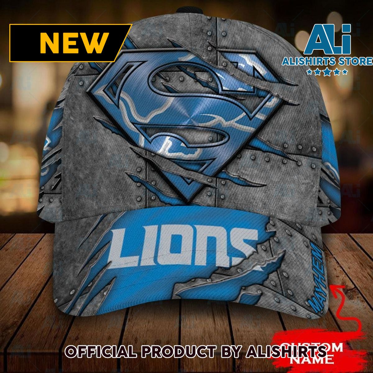 Personalized Detroit Lions Superman All Over Print 3D Classic Cap