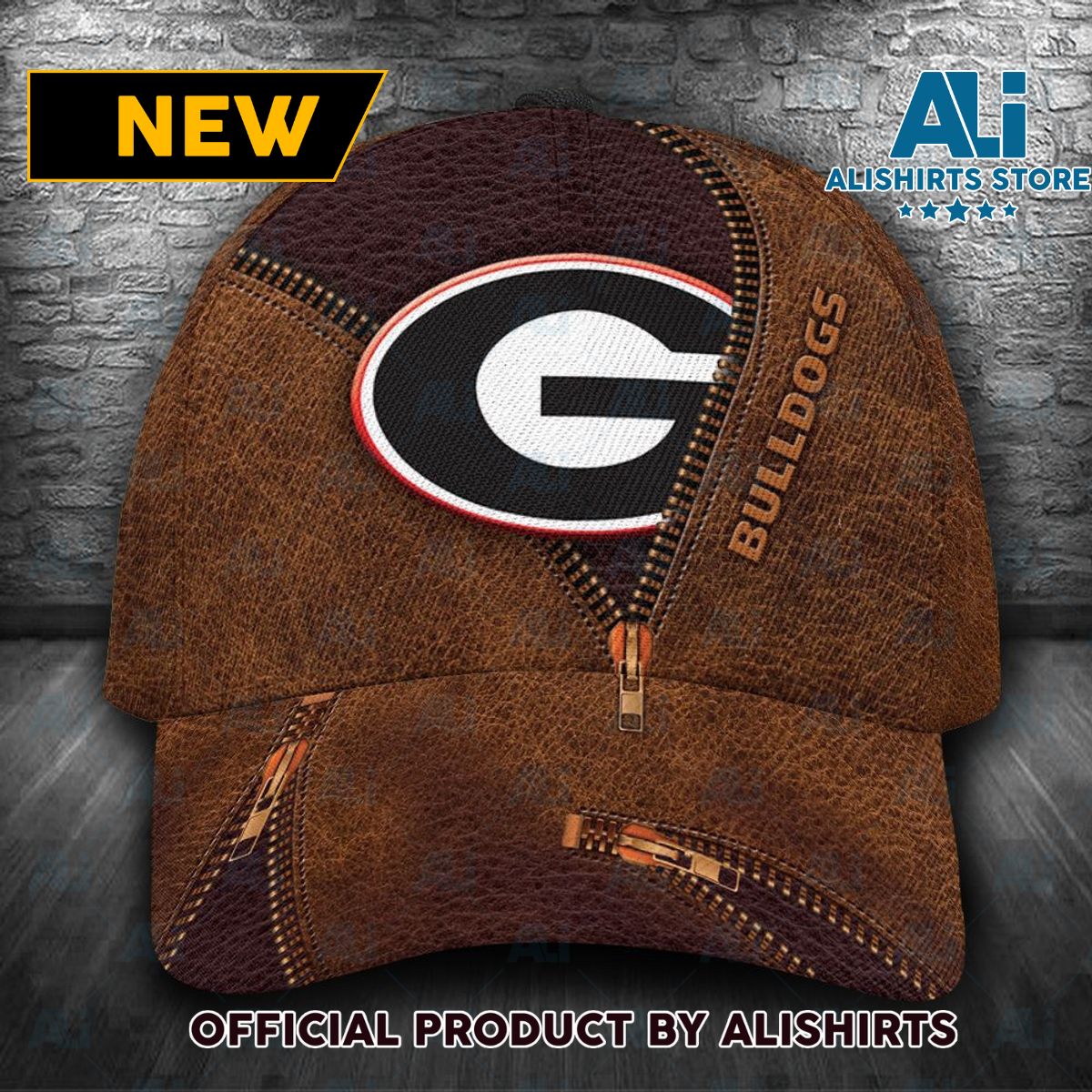 Personalized Georgia Bulldogs Zipper Classic Cap  Brown