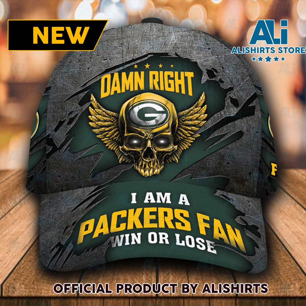 Personalized Green Bay Packers Skull Damn Right Classic Cap