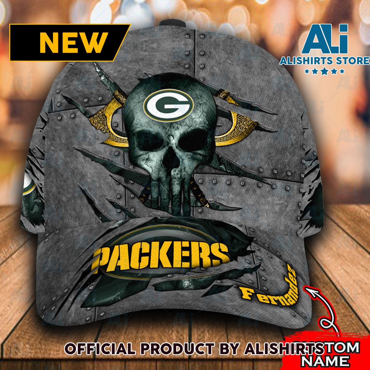 Personalized Green Bay Packers The Punisher Skull Classic Cap