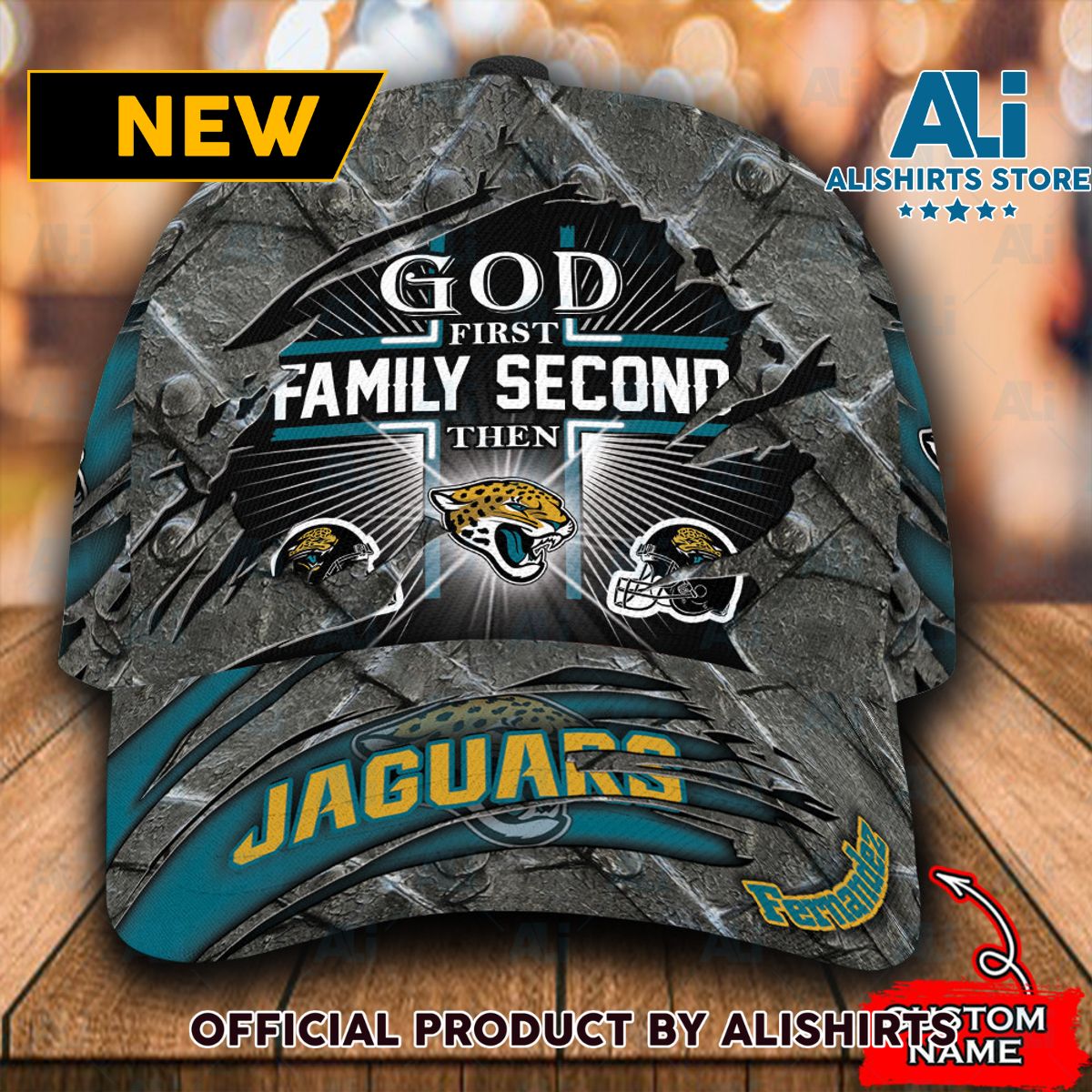 Personalized Jacksonville Jaguars God First Family Second Classic Cap