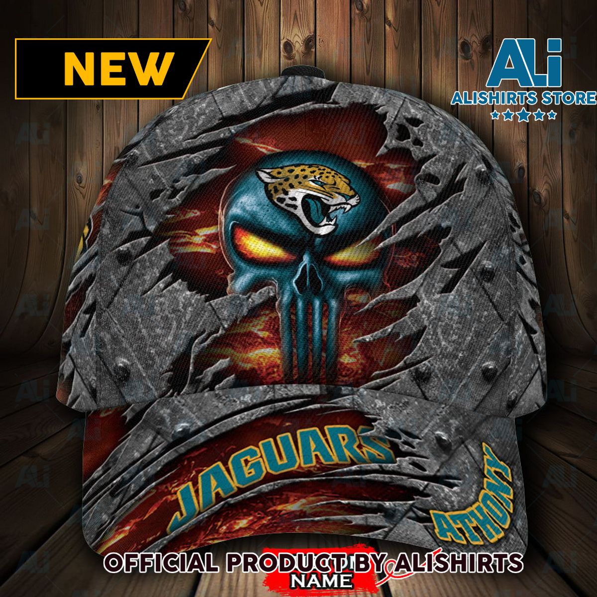 Personalized Jacksonville Jaguars Skull All Over Print 3D Classic Cap