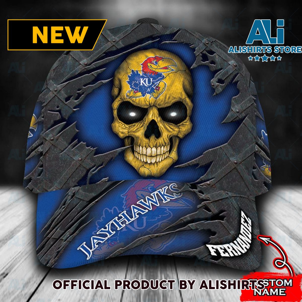 Personalized Kansas Jayhawks Skull Classic Cap