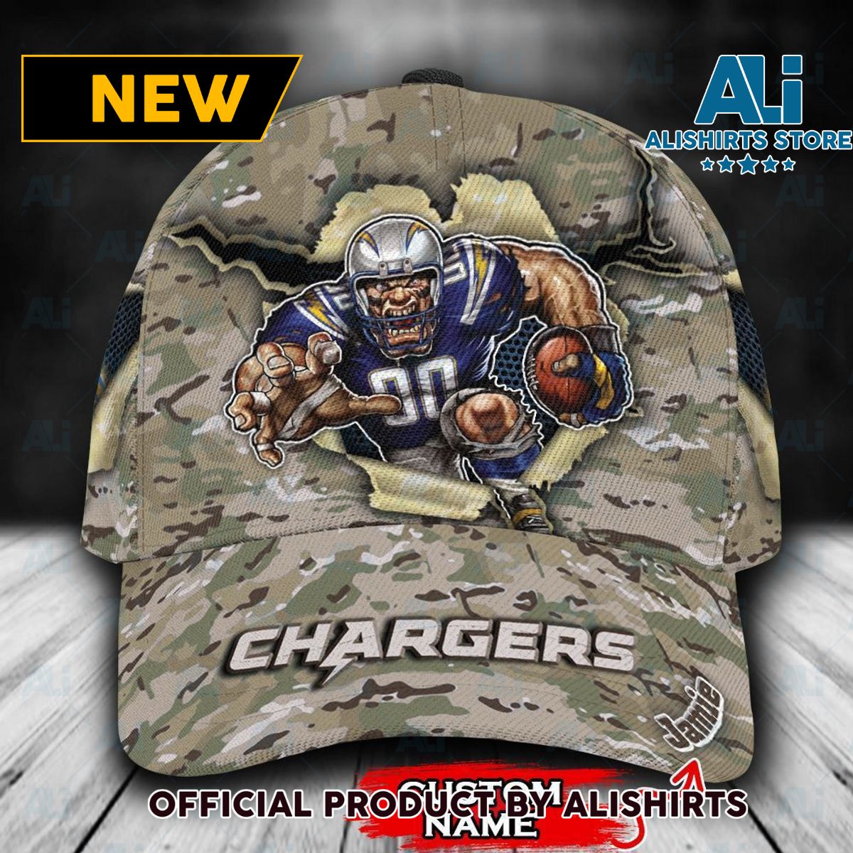 Personalized Los Angeles Chargers Camo Mascot Classic Cap