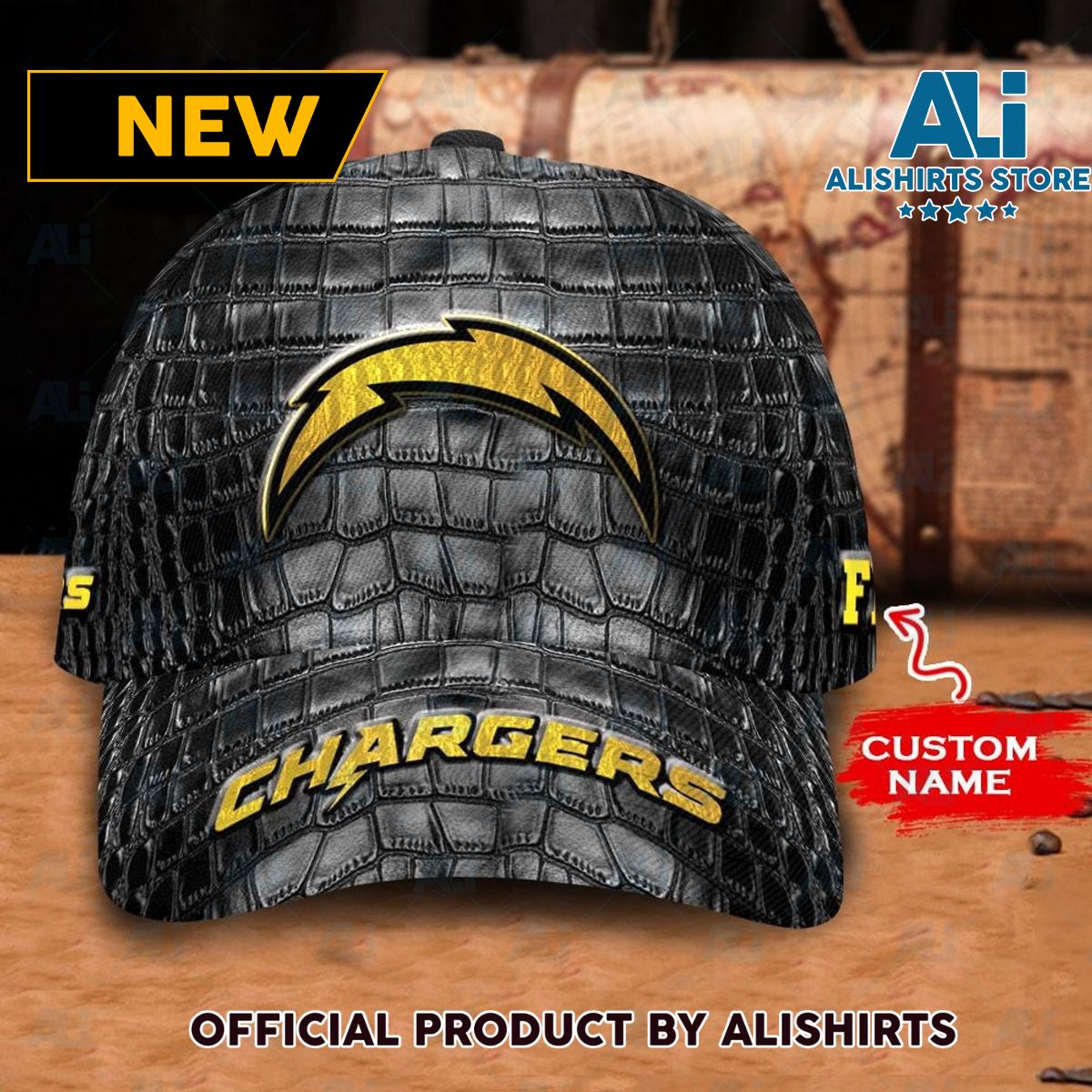 Personalized Los Angeles Chargers Crocodile Skin Pattern All Over Print 3D Classic Cap