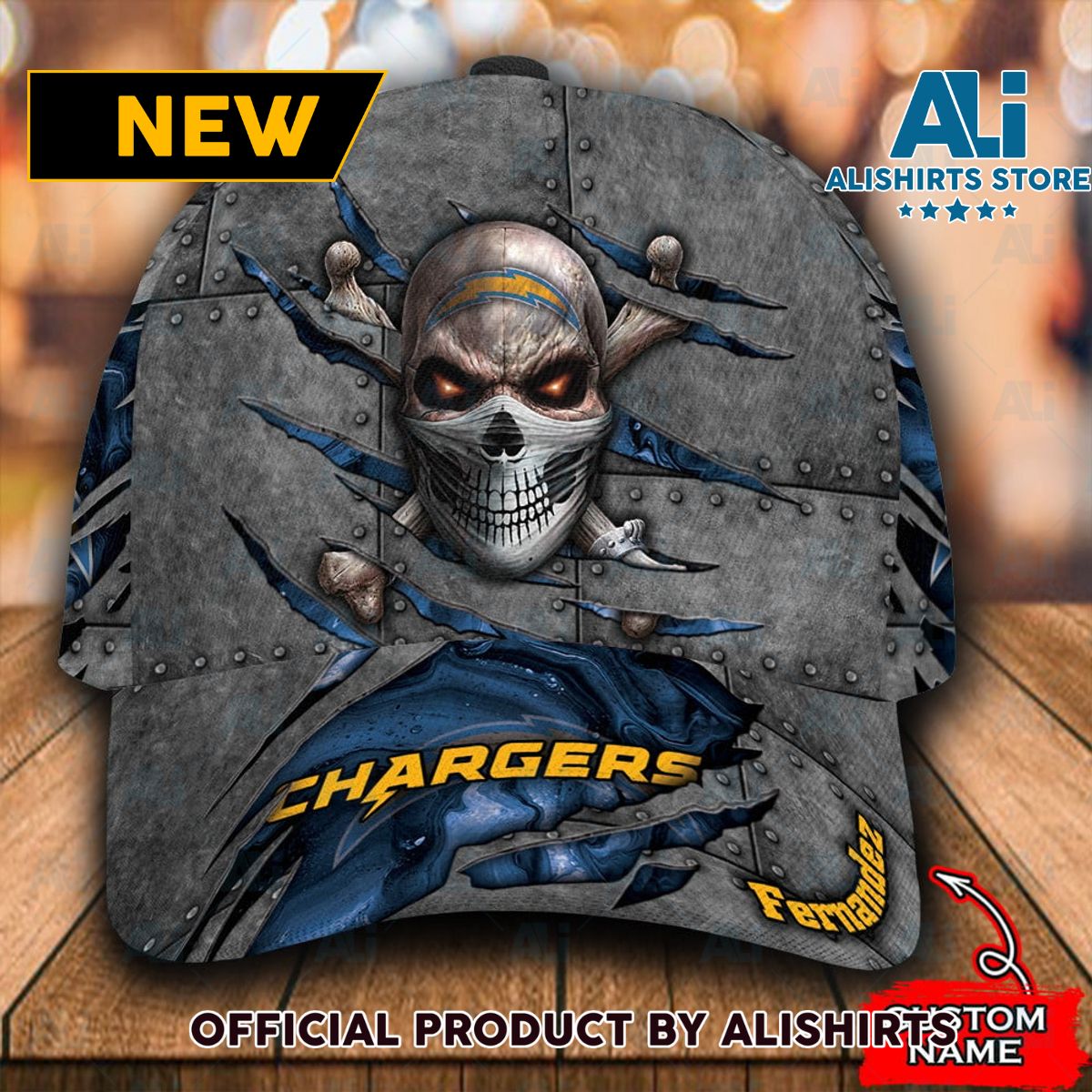 Personalized Los Angeles Chargers Skull All Over Print 3D Classic Cap