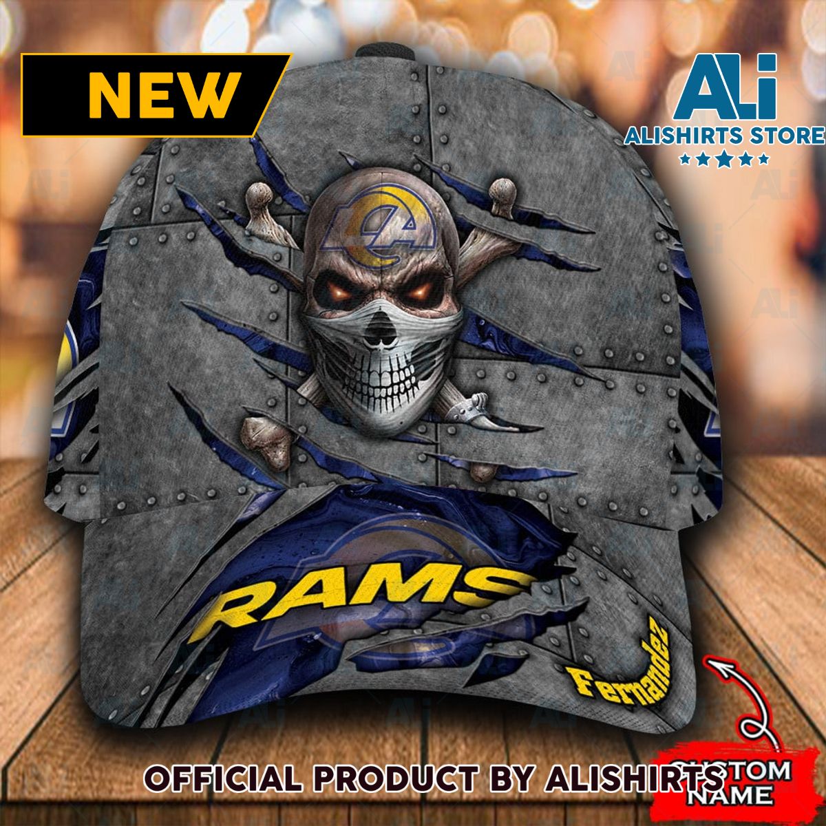 Personalized Los Angeles Rams Skull All Over Print 3D Classic Cap