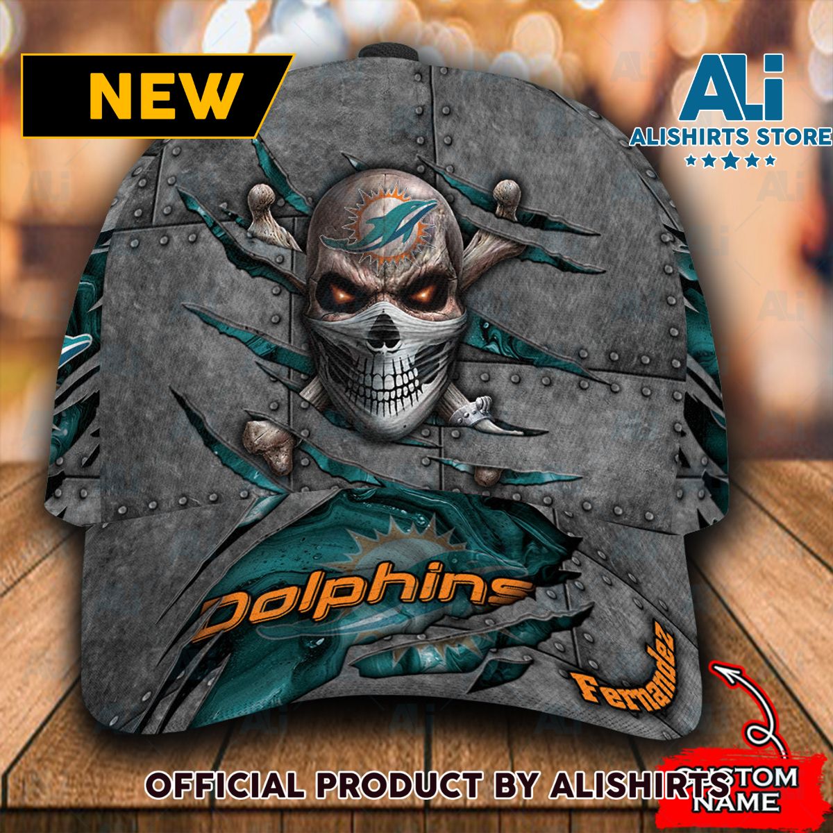 Personalized Miami Dolphins Skull Classic Cap