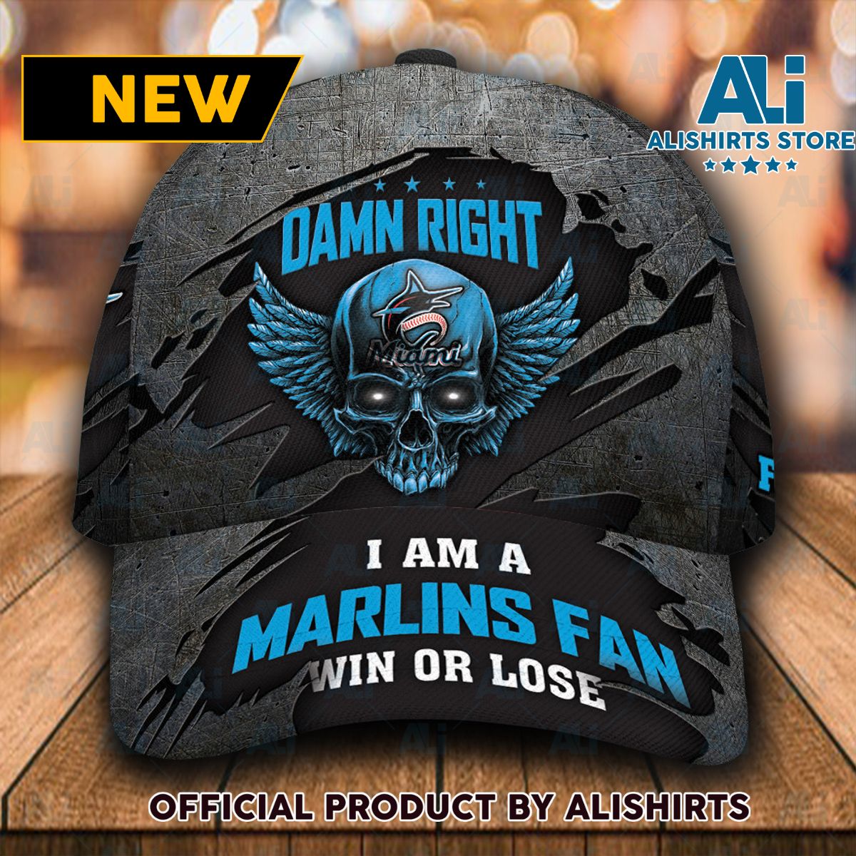 Personalized Miami Marlins Skull Damn Right Classic Cap