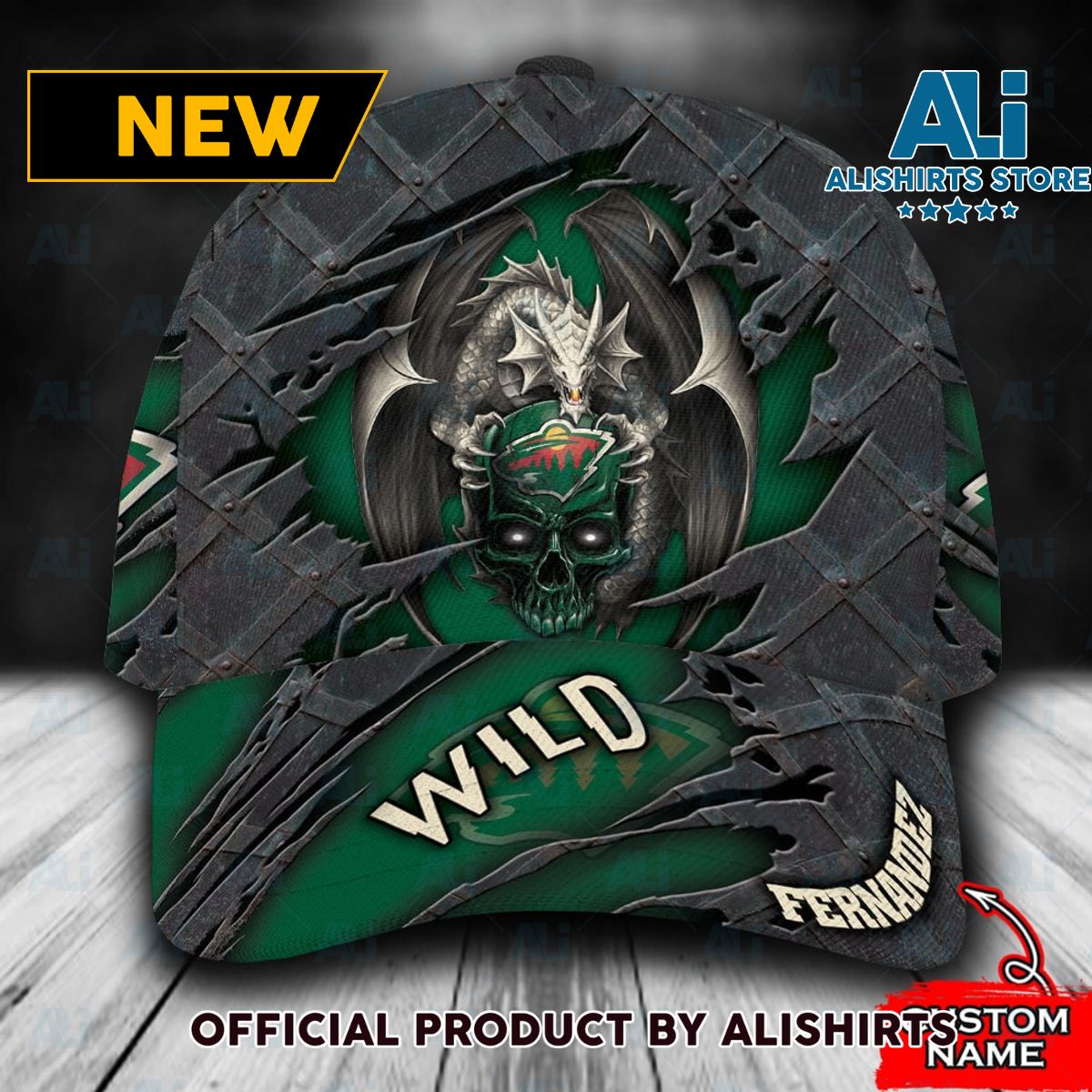 Personalized Minnesota Wild Skull Dragon Classic Cap