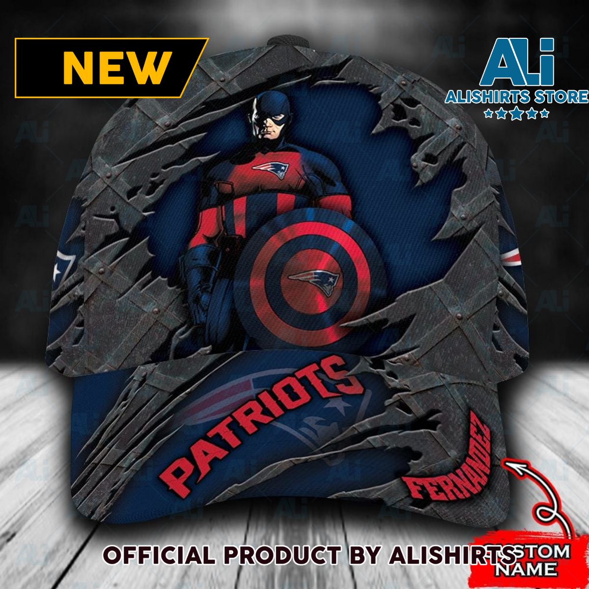 Personalized New England Patriots Captain America All Over Print 3D Classic Cap