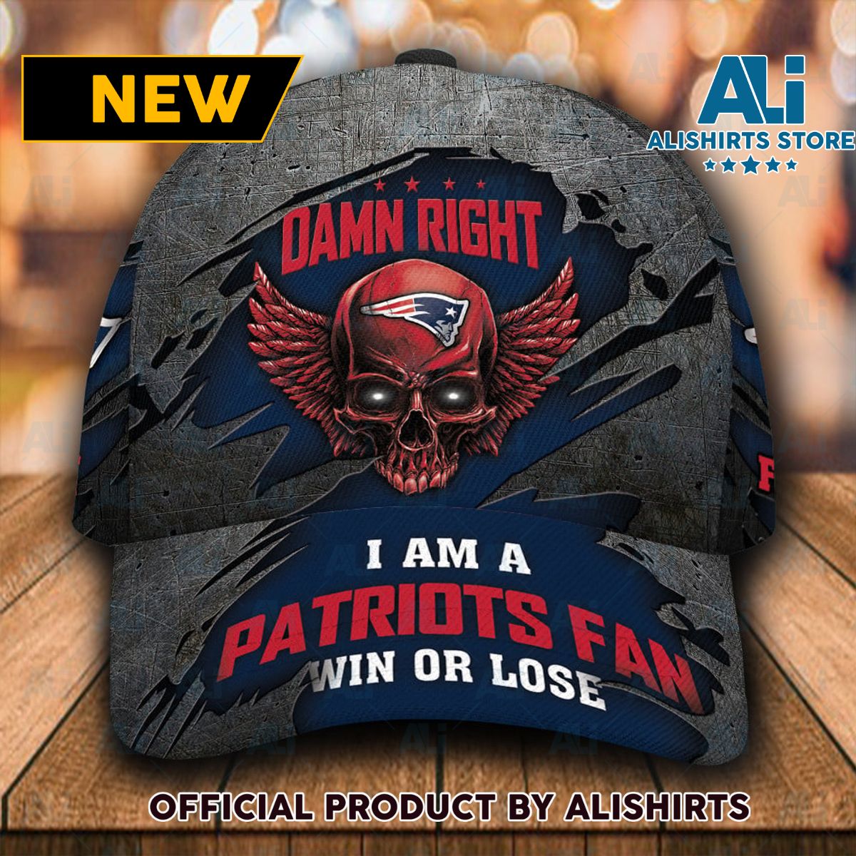 Personalized New England Patriots Skull Damn Right All Over Print 3D Classic Cap