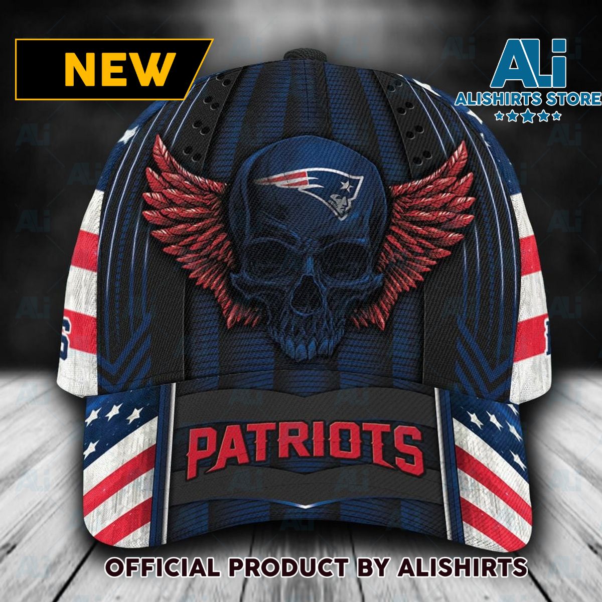 Personalized New England Patriots Skull Wings Classic Cap