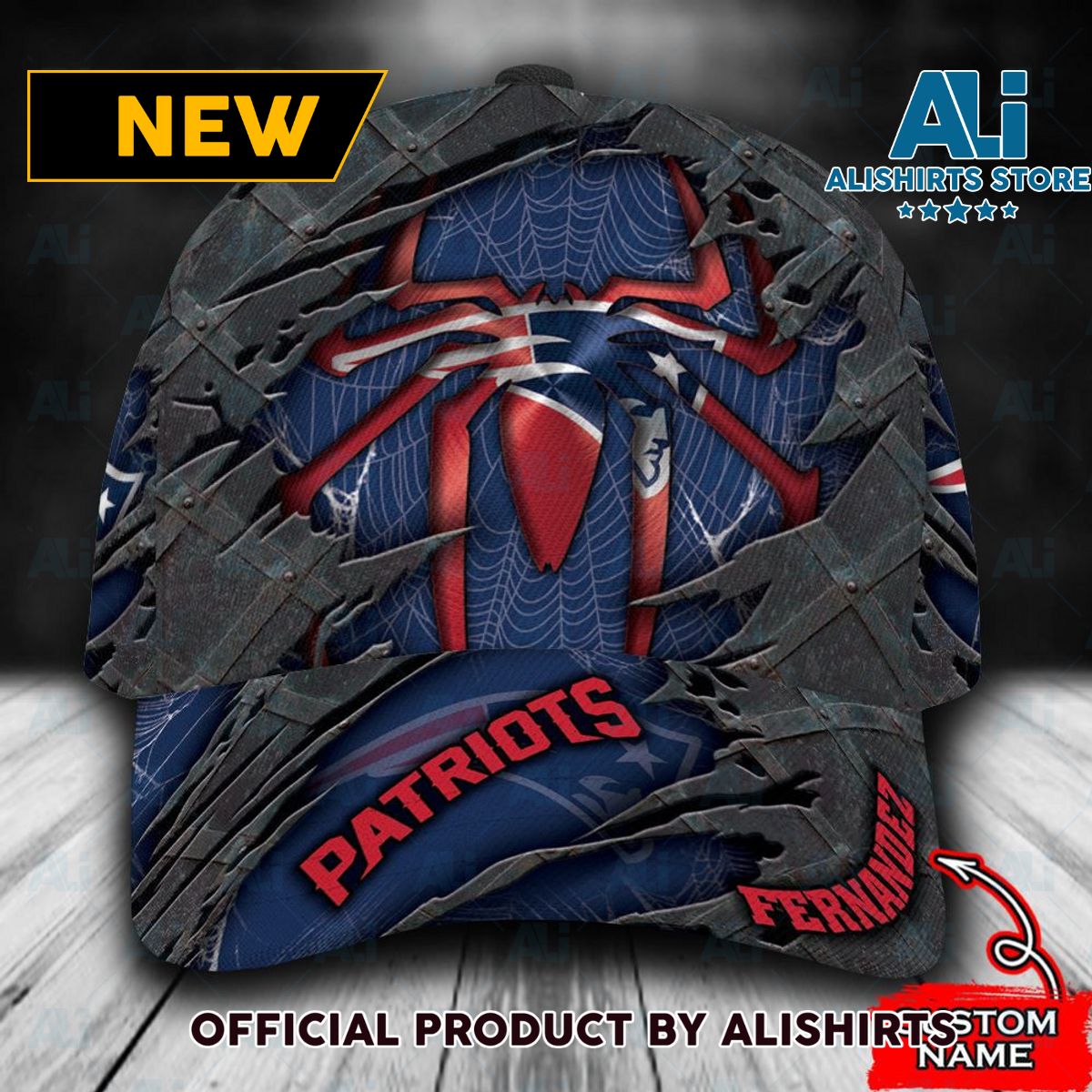 Personalized New England Patriots Spider-man Classic Cap