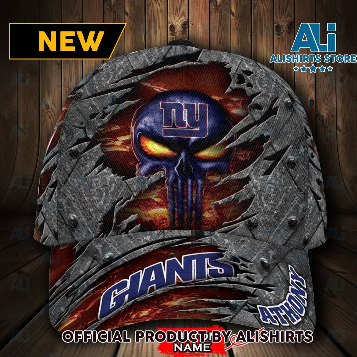 Personalized New York Giants Luxury Skull Classic Cap