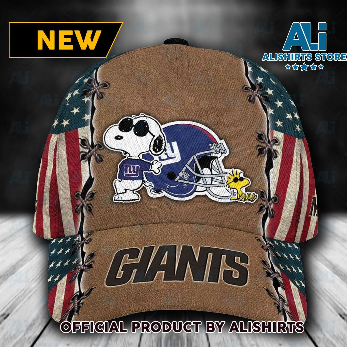 Personalized New York Giants Snoopy USA Flag Classic Cap