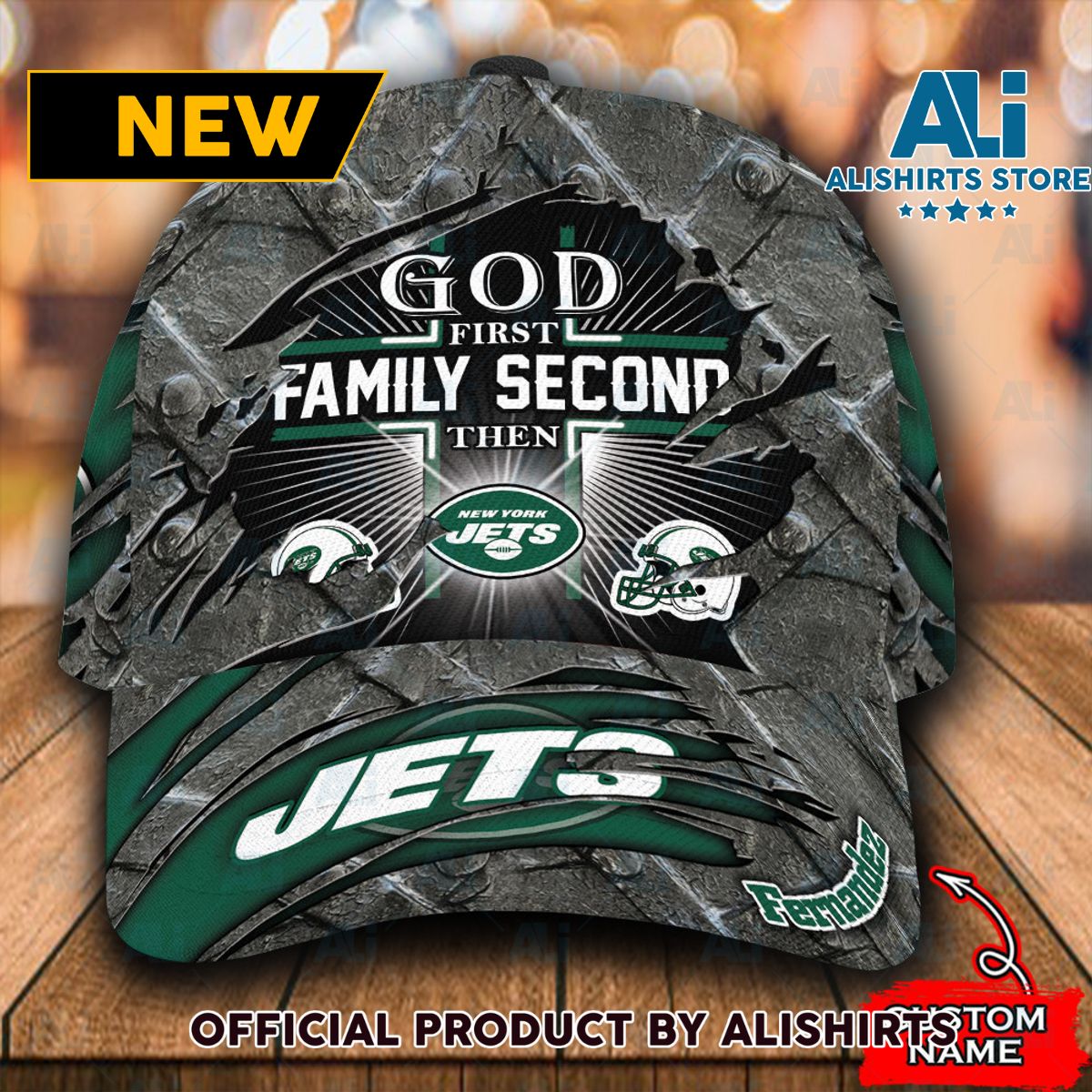 Personalized New York Jets God First Family Second Classic Cap