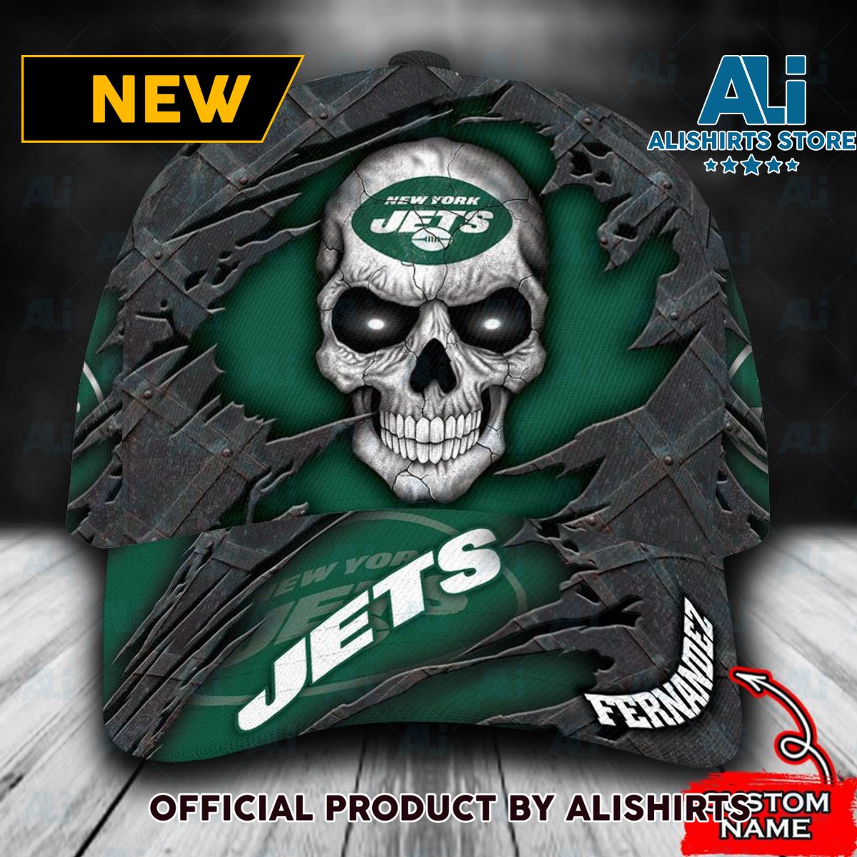 Personalized New York Jets Skull Classic Cap