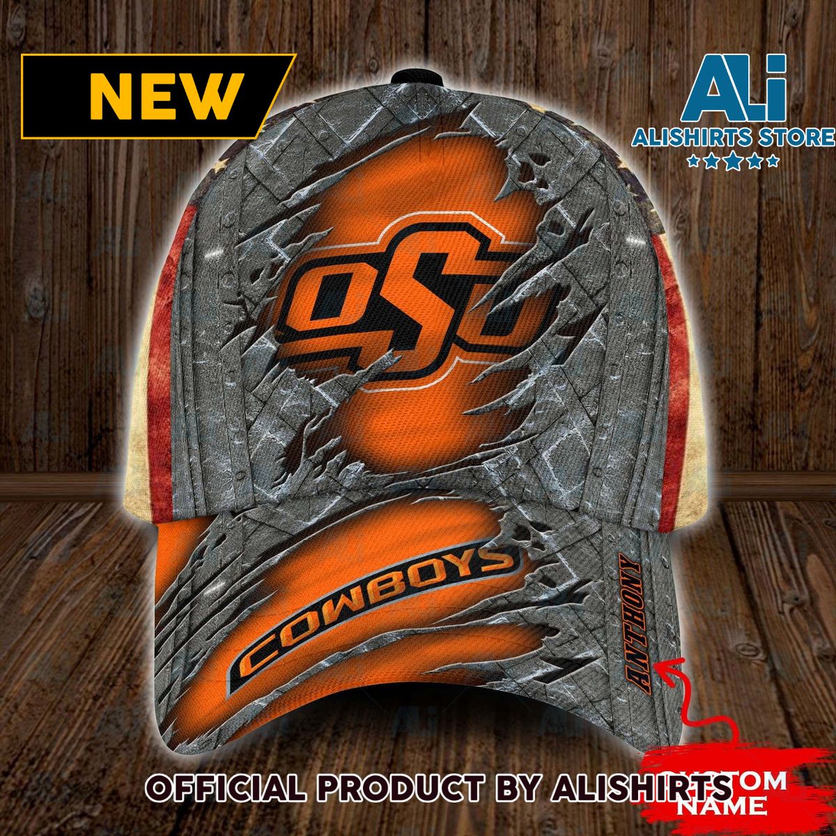 Personalized Oklahoma State Cowboys USA Flag All Over Print 3D Classic Cap