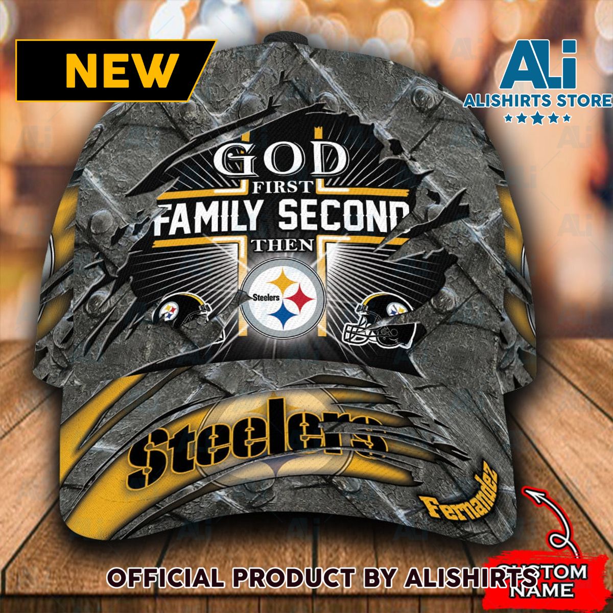 Personalized Pittsburgh Steelers God First Family Second Classic Cap