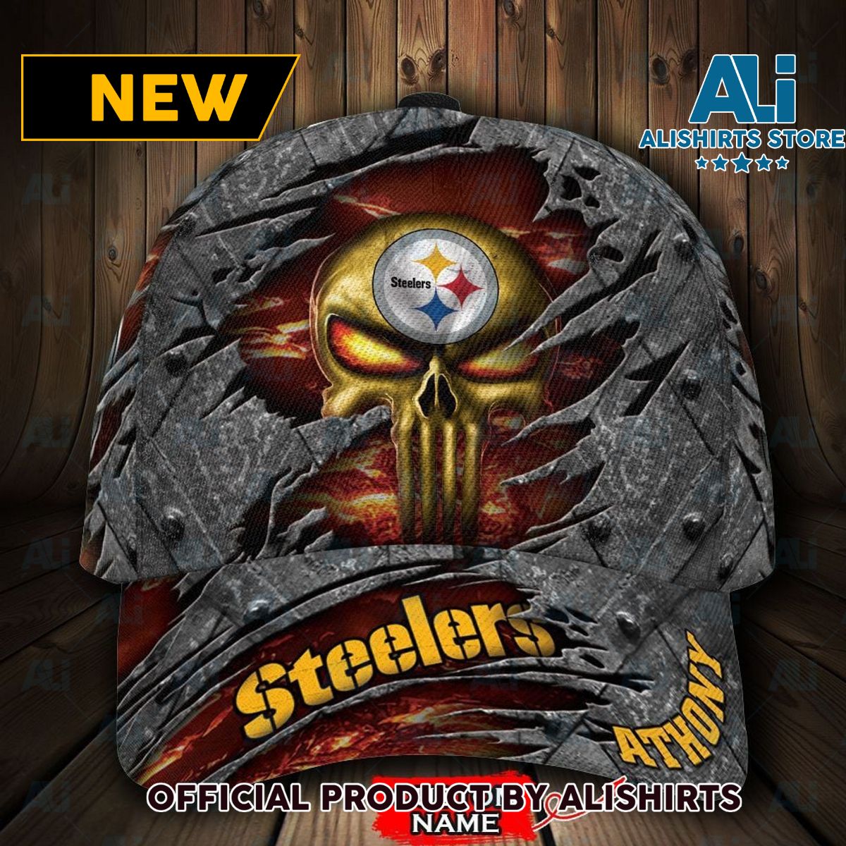 Personalized Pittsburgh Steelers The Punisher Skull All Over Print 3D Classic Cap