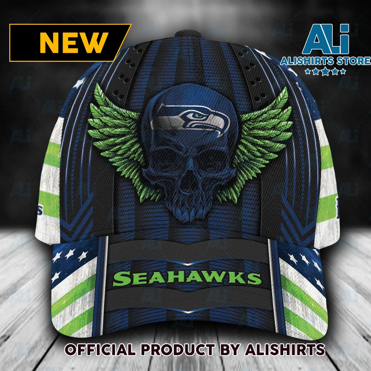 Personalized Seattle Seahawks Luxury Skull Classic Cap