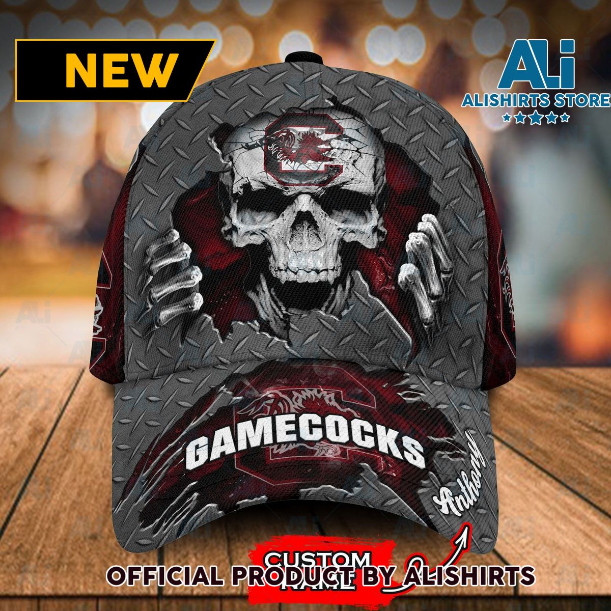 Personalized South Carolina Gamecocks Skeleton All Over Print 3D Classic Cap