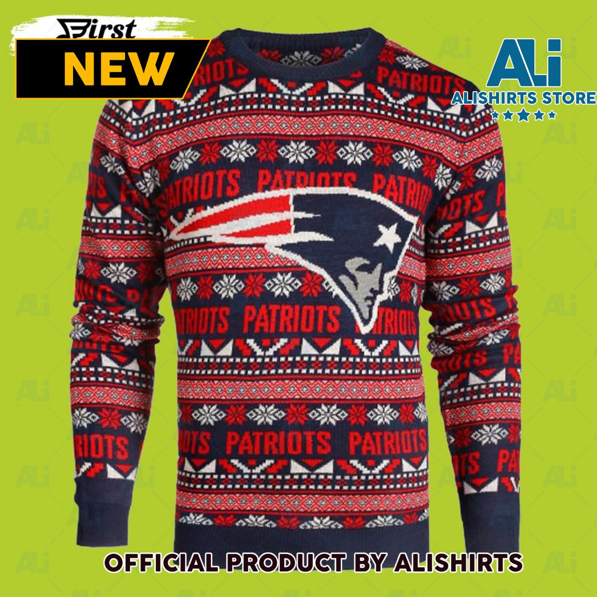 New England Patriots Ugly Christmas Sweater Patriots NFL Aztec Ugly Crew Neck