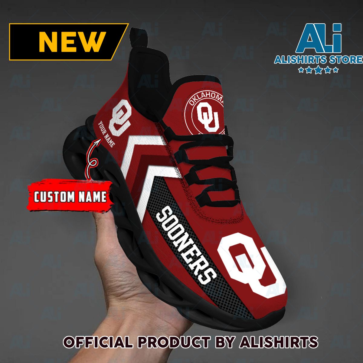 NCAA Oklahoma Sooners Team Logo Custom Name Max Soul Shoes