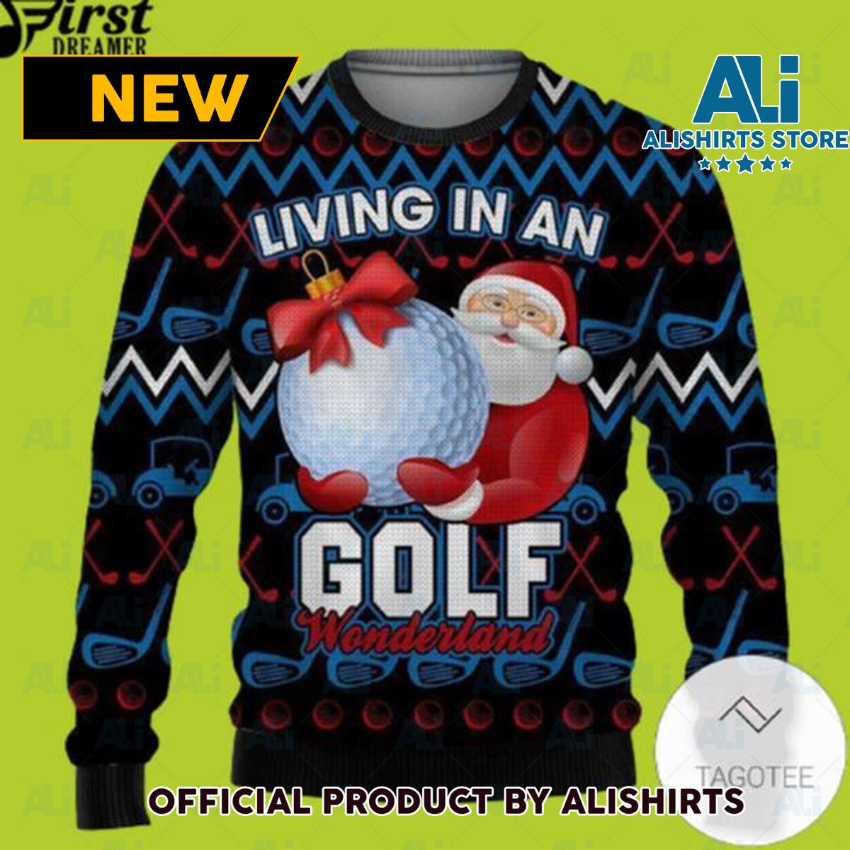 Santa Claus Golf Wonderland Ugly Christmas Sweater