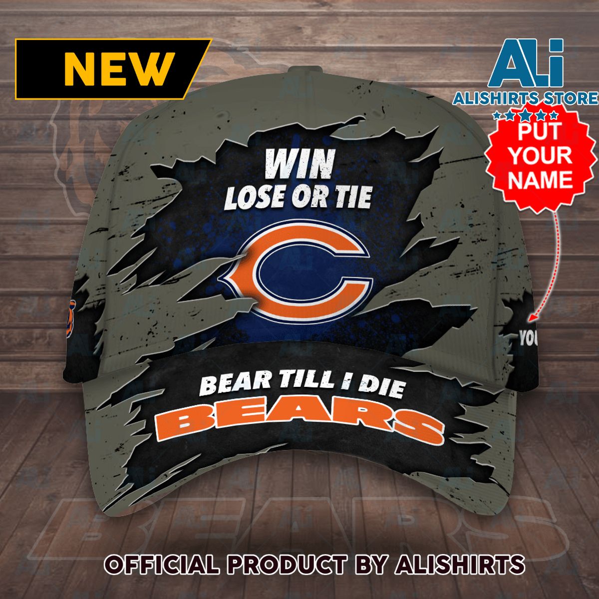 Personalized Chicago Bears Win Lose Or Tie Bears Till I Die Classic Baseball Cap